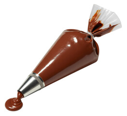 Pastry piping bag with Chocolate frosting PNG, isolated on a transparent background