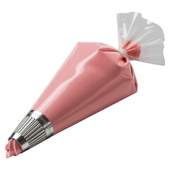 Pastry piping bag with pink frosting PNG, isolated on a transparent background