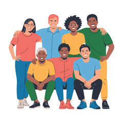 Obraz premium Diverse Group of Happy People Standing Together – Community, Inclusion and Teamwork Concept Vector