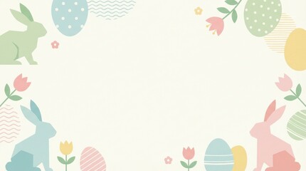 Easter celebration with colorful eggs and bunnies festive background digital illustration spring theme cheerful viewpoint fun concept for family gatherings and seasonal decor