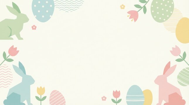 Easter celebration with colorful eggs and bunnies festive background digital illustration spring theme cheerful viewpoint fun concept for family gatherings and seasonal decor