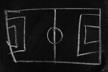 Blank football or soccer game, concept strategy plan on blackboard, texture