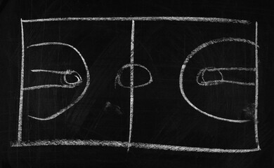  Basketball court blank, strategy plan on background and texture
