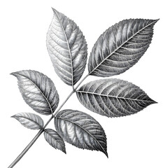 Detailed Botanical Leaf Sketch Illustration on transparent background