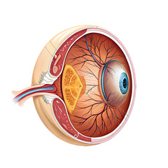 Eye Anatomy Cross-Section: Human Vision, Retinal Health, Medical on transparent background