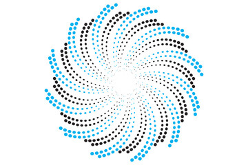 Abstract halftone spiral background with dotted concentric radial swirl