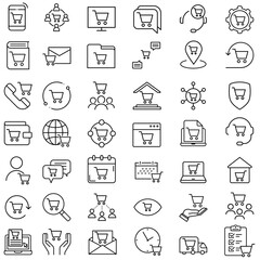 Shopping icon vector set. Online shopping Illustration sign collection. Purchases symbol. Sale logo.