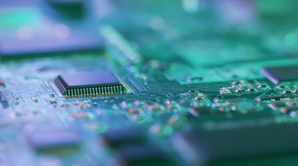 Modern microchip circuit board showcasing intricate pathways and futuristic technological innovation design concept