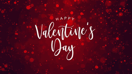 Happy Valentine's Day Greeting with Red Bokeh Lights and Romantic Typography