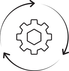 Automation workflow loop icon with gear and circular arrows