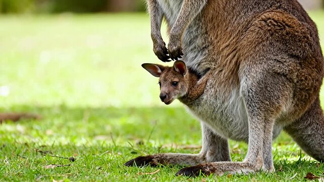 Kangaroo with joey in pouch