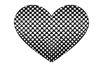 Heart shape with small hearts pattern isolated on white background isolated on a transparent background