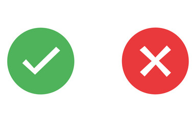 Obraz premium Green checkmark and red cross icons for approval and rejection
