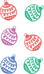 Christmas Ornament Line Art Sketch, Minimal Hand Drawn Holiday Decoration, New Year Bauble Illustration