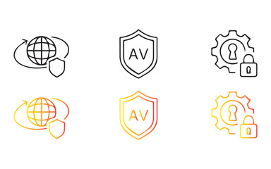 Security icons for antivirus and protection services online