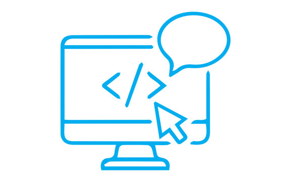 Modern web development concept with computer and code on screen