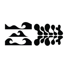 A collection of Wave layering effect with organic shapes Silhouette.