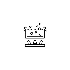 Boil water icon, gas stove Symbol Outline icon Transparent background Editable Stroke