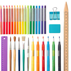 Vibrant Art & Craft Supplies Collection on transparent background