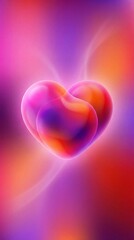 Valentine&rsquo;s Day abstract glowing heart background with vibrant gradient colors. Romantic love concept for celebration, emotion and modern holiday poster background. Vertical bg