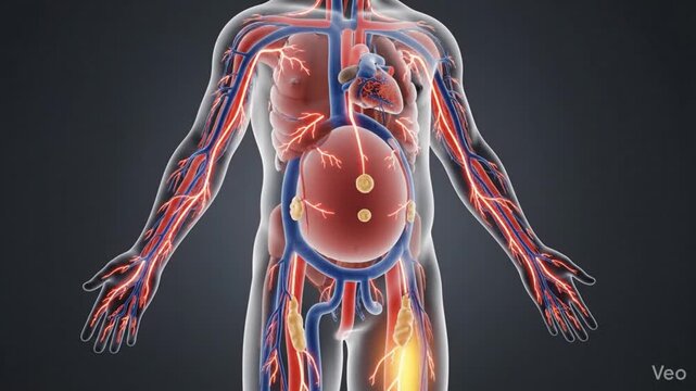 Obesity Related Blood Vessel Narrowing in Human Body CGI Medical Animation