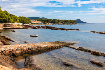 Apartment buildings and villas along the coast between Pointe des Cad&eacute;ous and Dramont in Saint-Rapha&euml;l