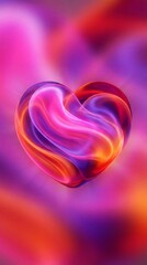 Valentine&rsquo;s Day abstract glowing heart background with vibrant gradient colors. Romantic love concept for celebration, emotion and modern holiday poster background. Vertical bg