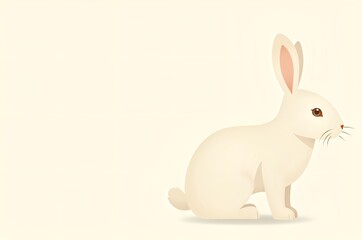 Obraz premium White Rabbit Sitting on Plain Background