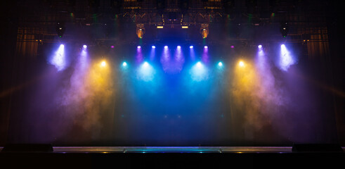 scene, stage light with colored spotlights