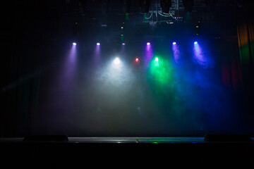 scene, stage light with colored spotlights