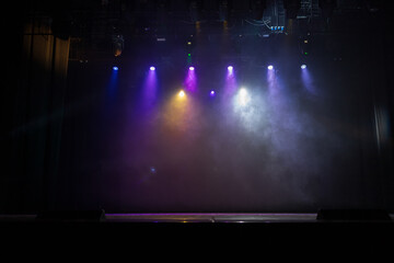 scene, stage light with colored spotlights