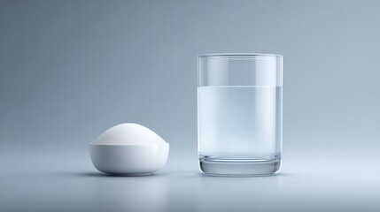 Healthy brain symbol with sugar and foggy glass on gray background highlighting nutrition contrast