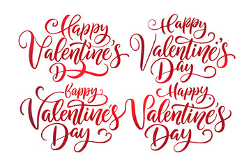 Red Happy Valentines Day text on white background isolated on a transparent background valentine's day