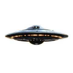 Futuristic UFO Spaceship Isolated on Transparent Background