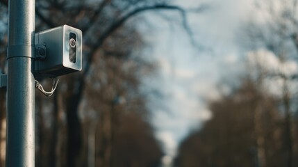 Medium shot showing close interaction between smart sensors and street lamps adjusting brightness based on surrounding light and movement in a city park.