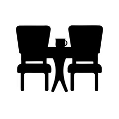 Fototapeta premium Two comfortable chairs and a cup resting on a table silhouette