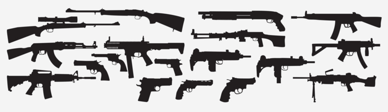 guns silhouette set