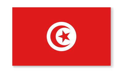 Tunisia national flag in flat style. Vector flat background.