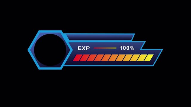 XP Bar Video Game with Alpha Channel, you can add Photos and Name in the blank area