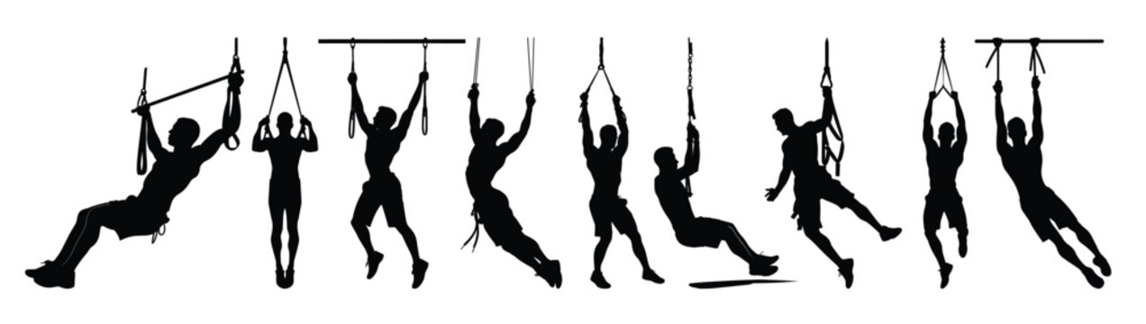 trx workout silhouette clipart bundle 