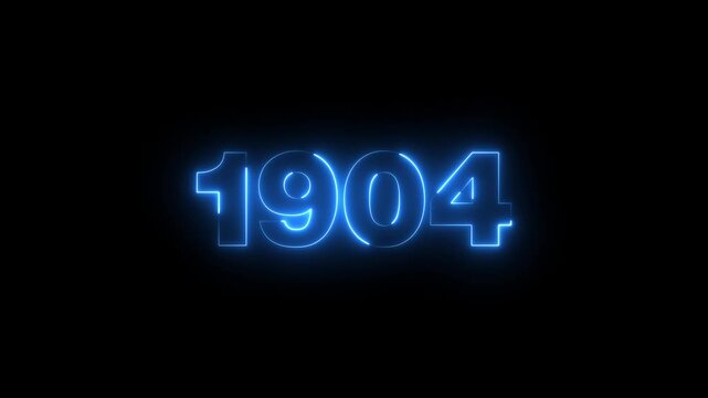 Abstract 1904 neon text animation ,For neon color Glowing neon number text background 4k video animation .