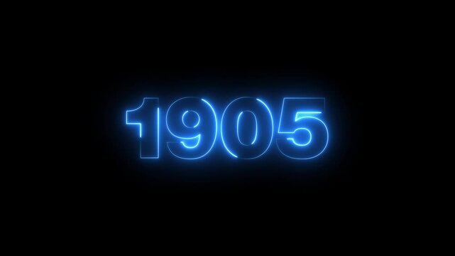 Abstract 1905 neon text animation ,For neon color Glowing neon number text background 4k video animation .