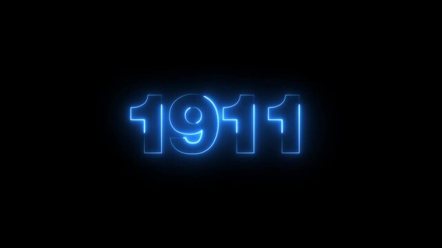 Abstract 1911 neon text animation ,For neon color Glowing neon number text background 4k video animation .