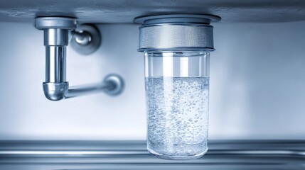 Under-Sink Water Filter System for Clean Drinking Water in Home Kitchen Area