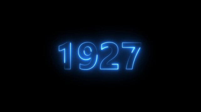 Abstract 1927 neon text animation ,For neon color Glowing neon number text background 4k video animation .