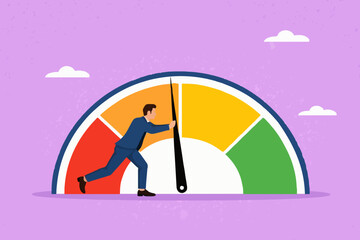 Business Man Pushing Gauge