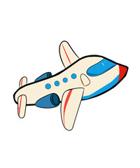 Cartoon Airplane Illustration Top View