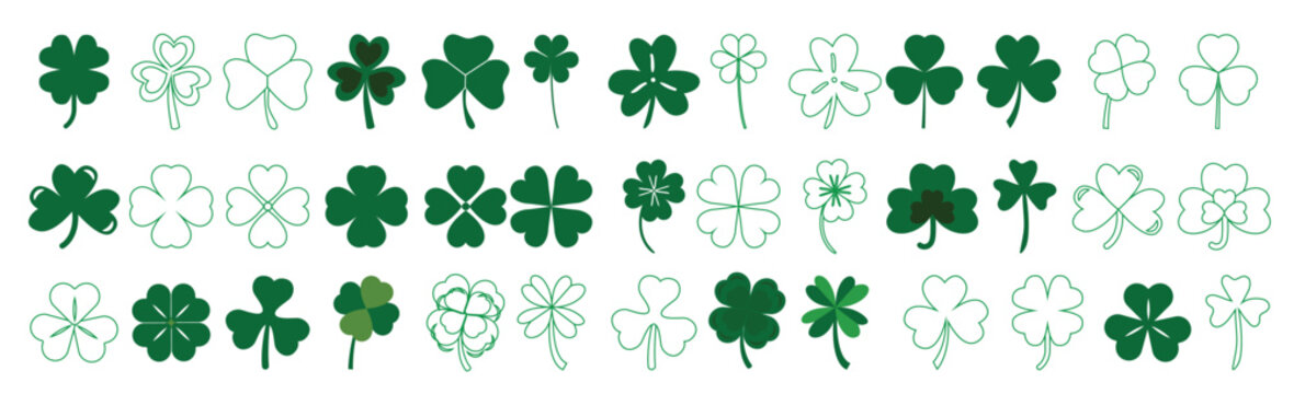 shamrock icon set clover illustration sign collection st