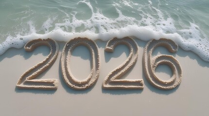 Happy new year 2026 celebration on beach