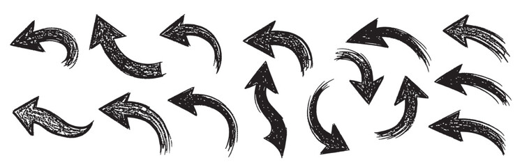 grunge style hand sketched arrows with curved lines rough © eomd